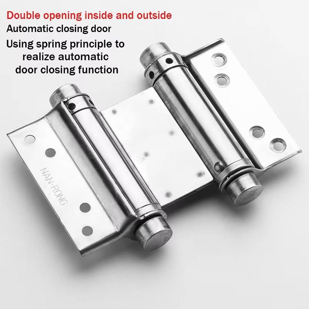 1Pcs Double Opening Door Hinge With Inner And Outer Thickened Spring Silent Hinges 3/4/5/6inch Stainless Steel Free Spring Hinge