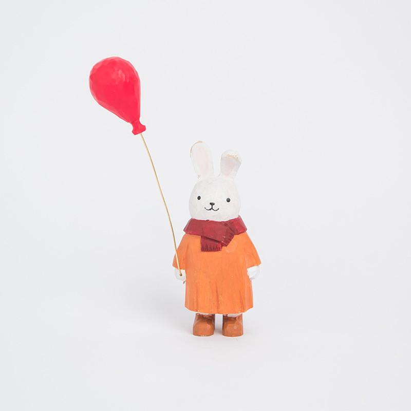 

Modern Minimalist Wooden Bunny Decor With Balloon Figurine For Home Office And Gift Giving красный