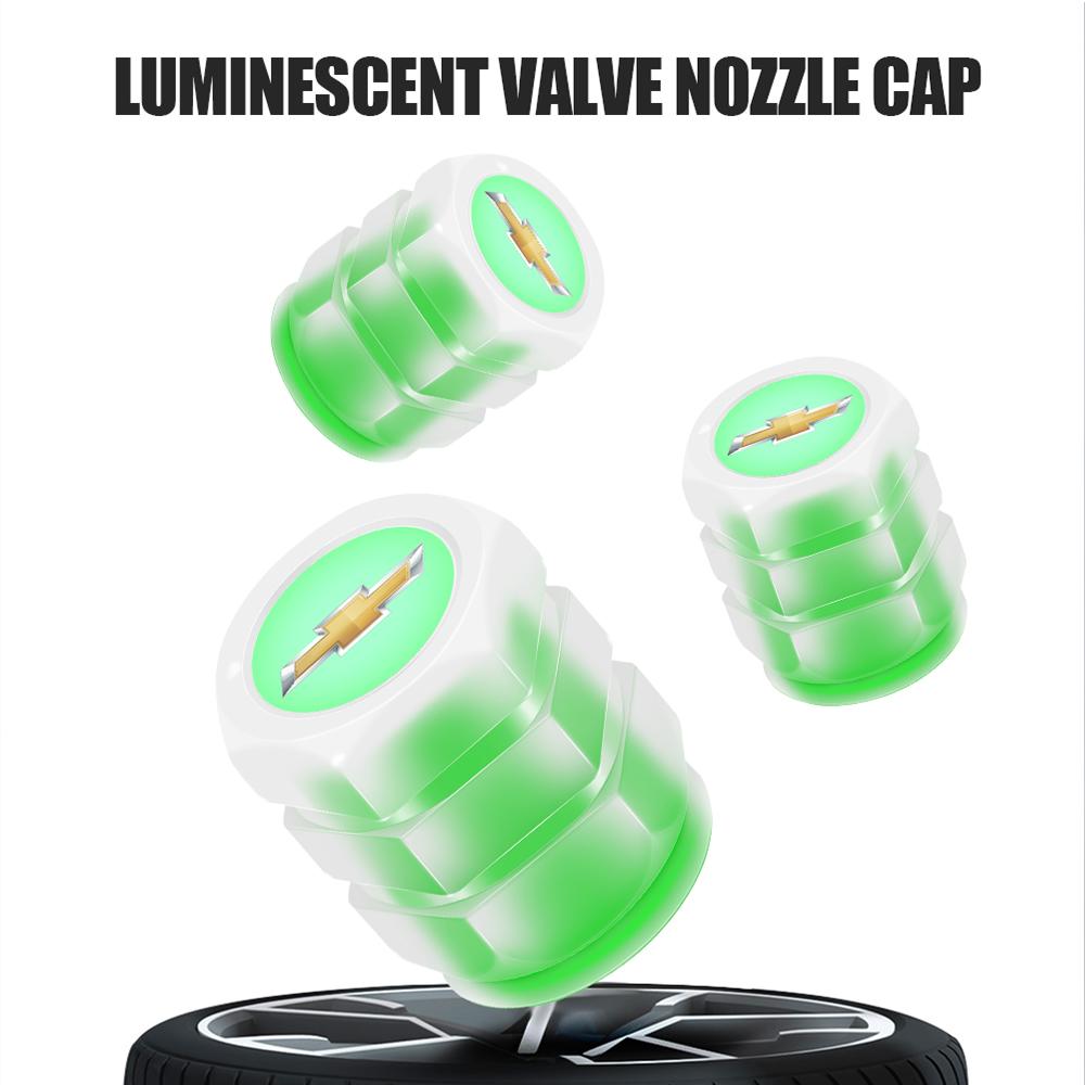 4Pcs Fluorescent Luminous Car Tire Valve Caps Accessories For Chevrolet Cruze Captiva Spark Malibu Sail Equinox Trax Impala Aveo UA9