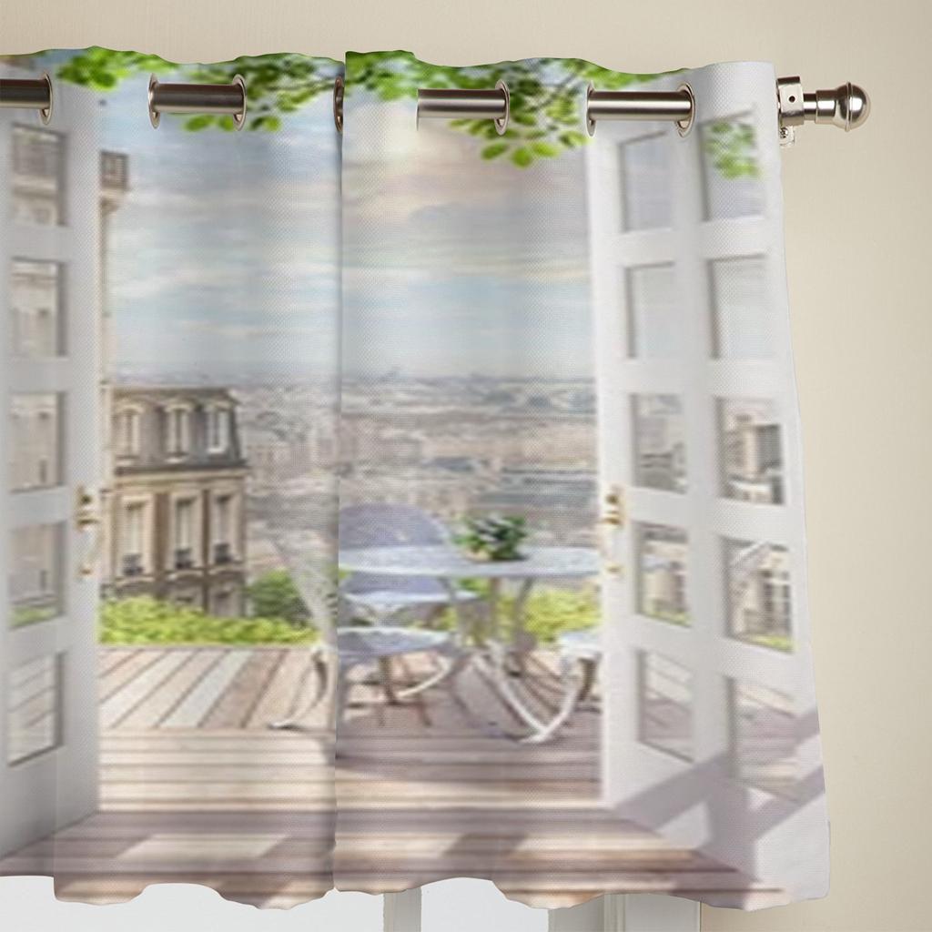 Balkon letní Paříž okenní závěsy pro obývací pokoj ložnice luxusní moderní kuchyňské závěsy látkové závěsy
