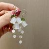 2025 New Sweet Temperament Bamboo White Lily Earrings, Small Fresh Valley Flower Asymmetrical Elegant Earrings.