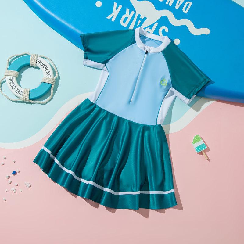 Girls' Sporty One-Piece Skirt Swimsuit: Quick-Drying, Breathable, Sunscreen