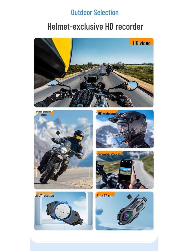 Multifunctional Bluetooth Motorcycle Helmet Headset with 600m Intercom, HD Video Recording, Photography, and Long Battery Life.