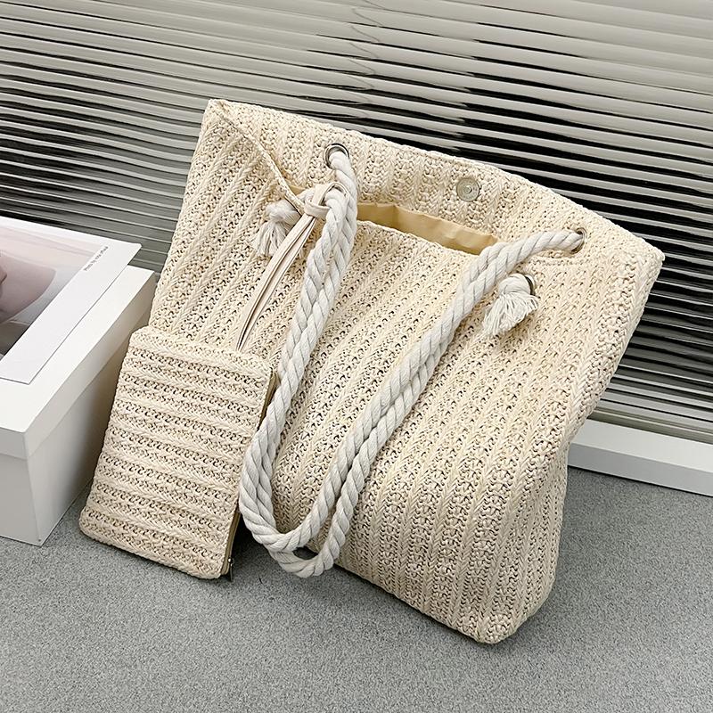 Fashion Large Capacity Straw Tote Bag Designer Women Handbags Handamde Woven Summer Beach Bag Casual Bali Big Purse