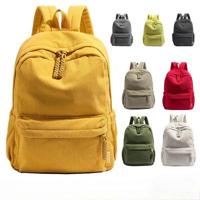 Neutral Corduroy Backpack Large Capacity Backpacks Stylish Versatile Color Options Casual Daypack for Daily Use School or Travel