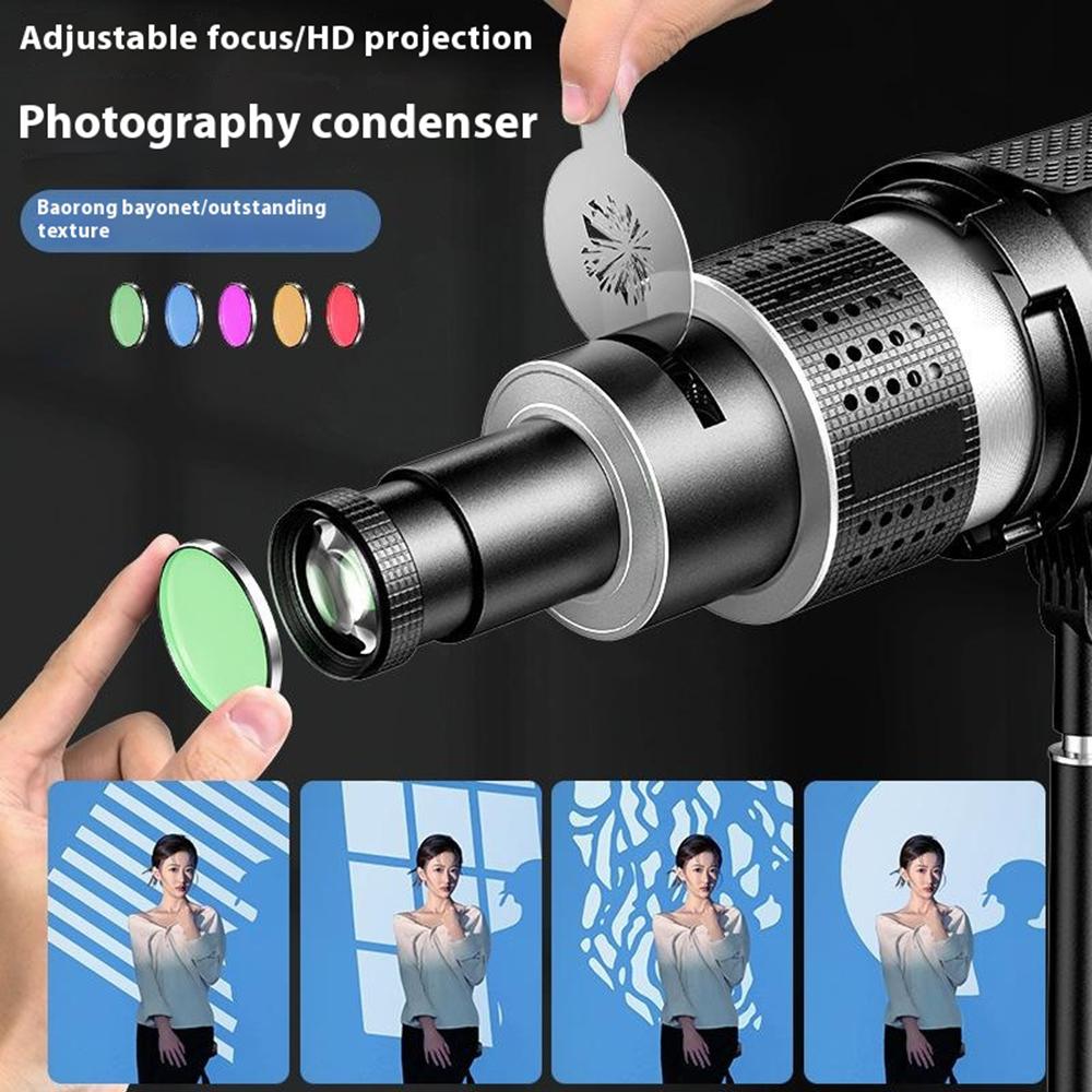 

MM-06Pro Photography Condenser 25 Gobo Set LED Optical Spotlight Tube for Godox Jinbei Aputure Bowens Mount Type A