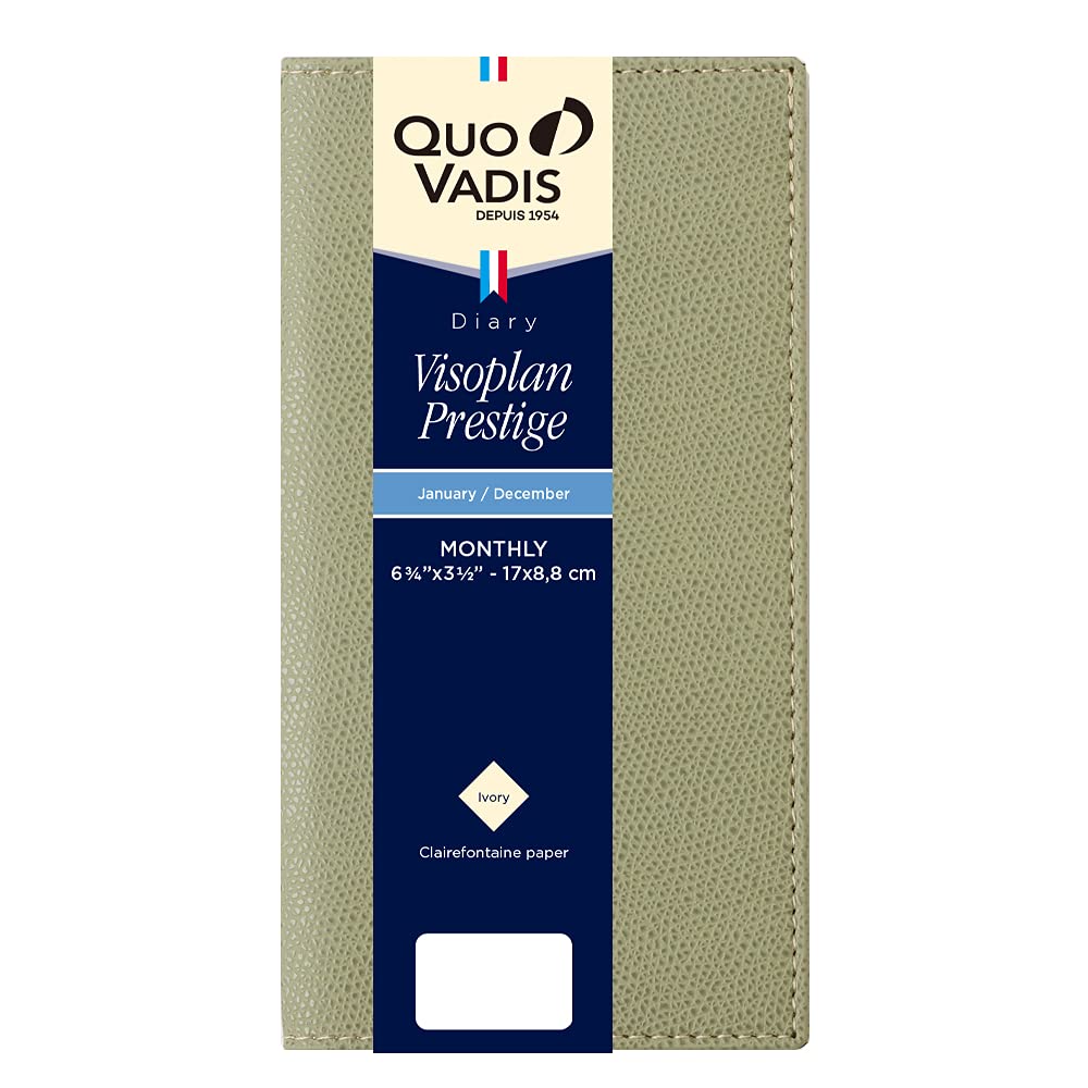 

QUOVADIS [Издание 2025 г.] Дневник-блокнот «Visoplan Prestige/Club» (Ежемесячный блок/Начинается в январе/Тонкий размер 17 x 8,8 см) Зеленый шалфей QUOVADIS qv66602sg