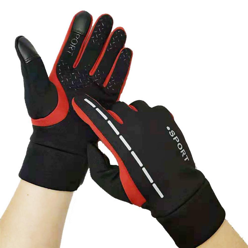 

Warm gloves autumn and winter windproof waterproof touch screen non-slip gloves sports mountaineering night reflective gloves men and women L красный