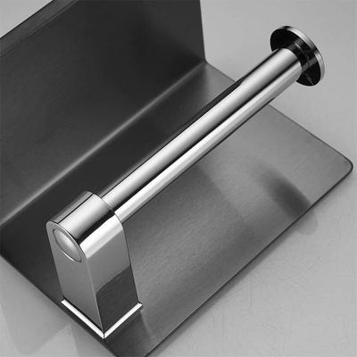 Toilet Paper Holder with Phone Shelf, Wall Mounted Stainless Steel Tissue Dispenser, Bathroom Single Roll Toilet Paper Holder