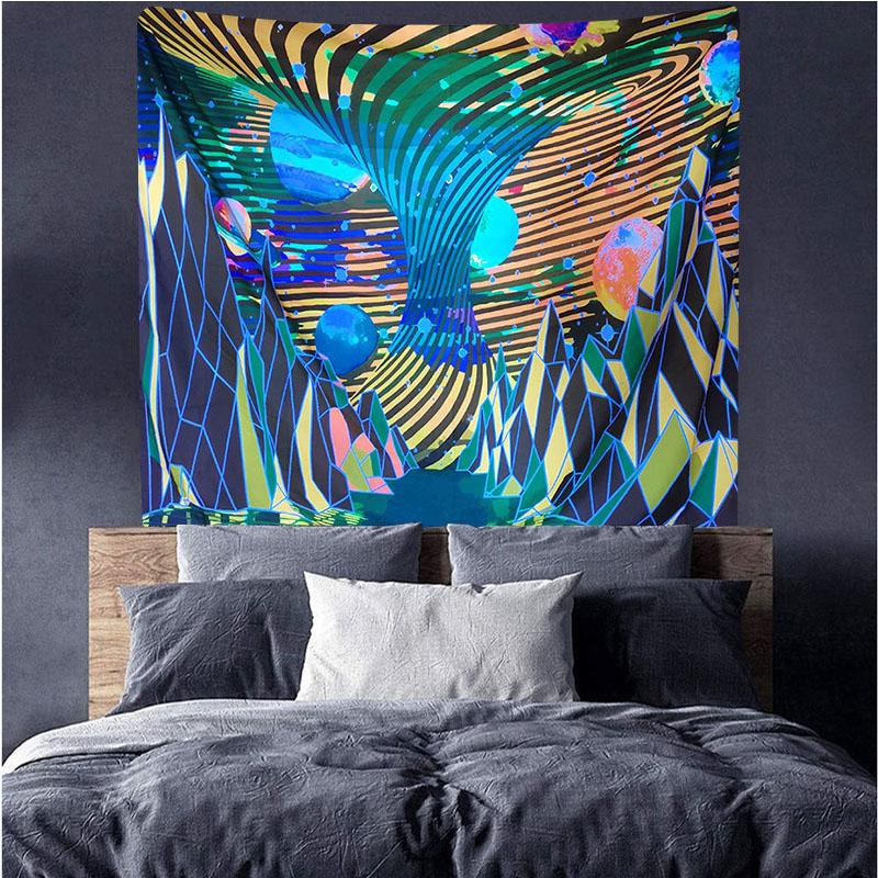 UV Fluorescent Tapestry Starry Sky Print Wall Hanging Art Home Decor