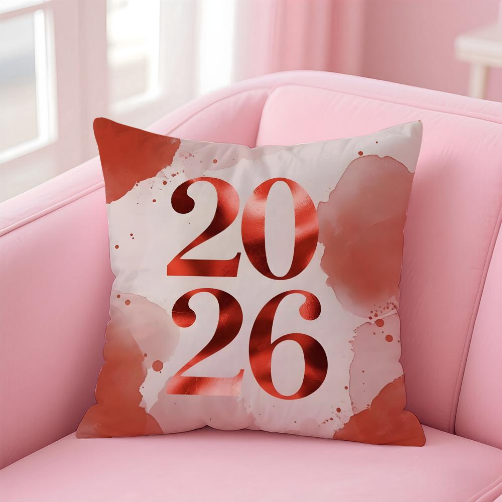 R-Red Tone New Year Edition Cushion Cover Pillow Case Soft Friendly Fabric & Concealed Zipper