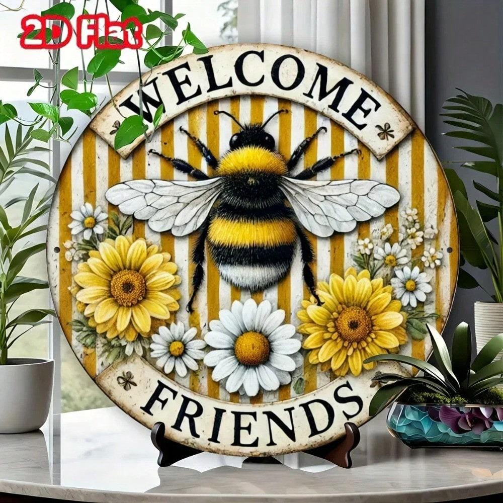 Vintage Bee Metal Tin Sign for Home Bar Cafe Halloween Wall Decor