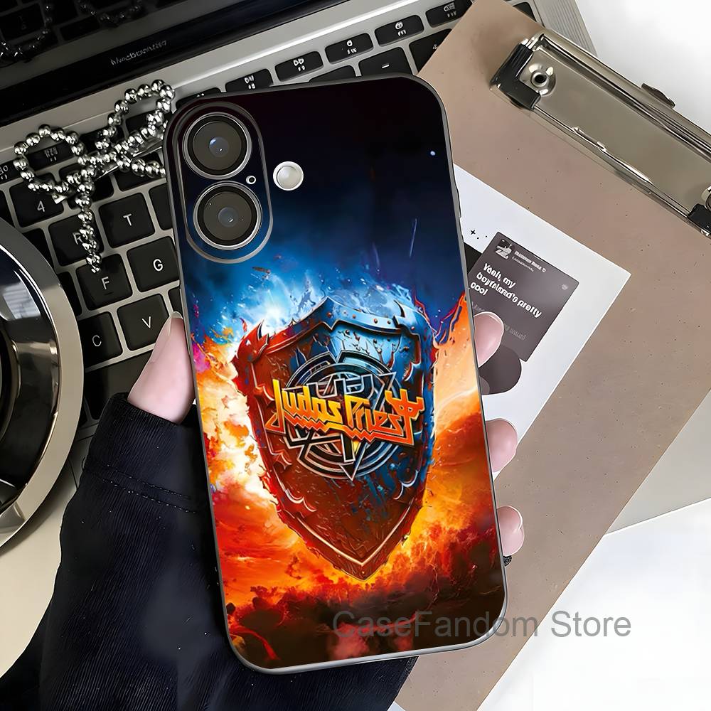 

J-Judas P-Priest Magnetic Wireless Charging Transparent gray Phone Case For iPhone 17,16,15,14,13,12,11,Pro,Max,Plus iPhone16e