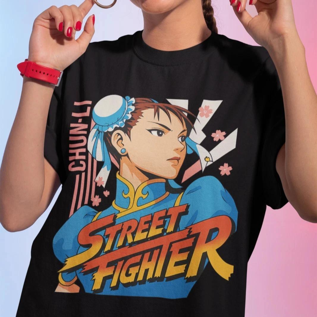 

2026 Chunli T-shirt Street Fighter Vs. King of Fighters SNK Anime Gift Shirt for Men and Women Summer Cotton Loose Fashion Top XXXL
