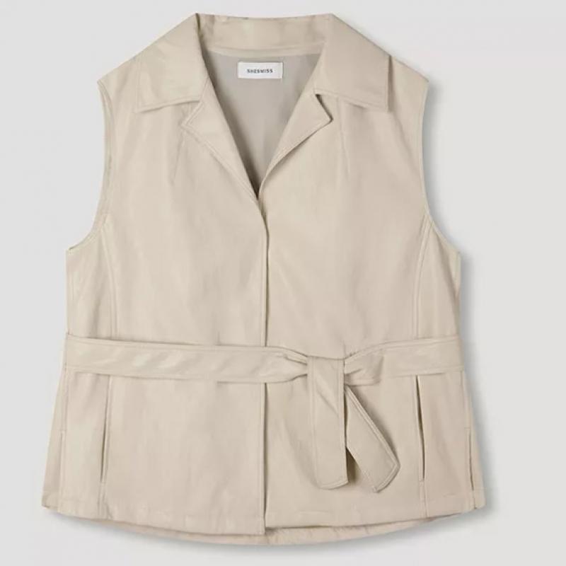 She S miSS  drawString Belted Leather veSt  Price  248 000 Won