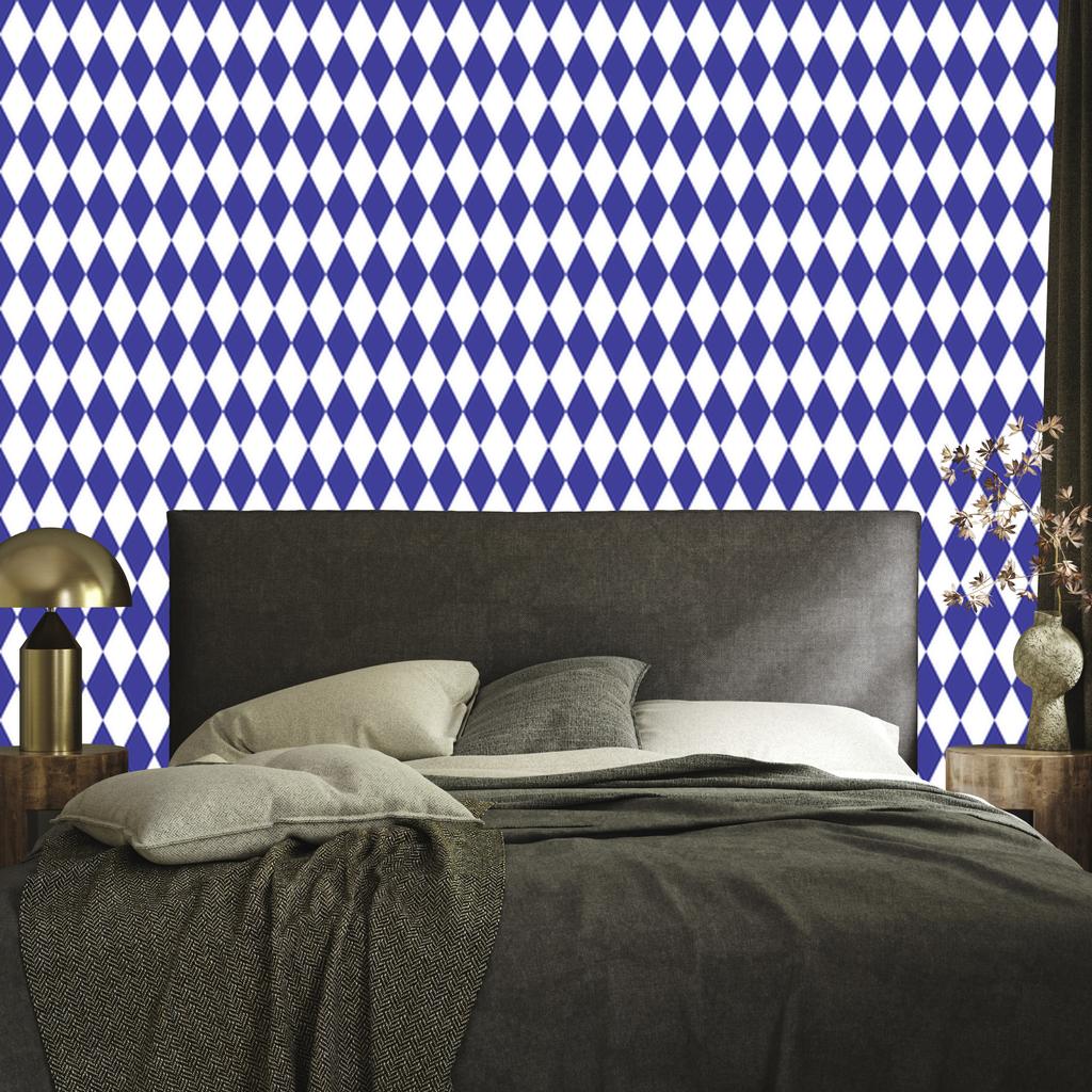 Harlequin Diamonds Wallpaper Blue and White for Living Room and Bedroom 50x1000