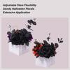 Halloween Flower Arrangement Day Of The Dead Artificial Black Flowers Bouquet With Wooden Vase Gothic-Style Centerpieces