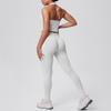Seamless Knit Yoga Set: Breathable Halter Neck Bra & High-Waist Butt-Lifting Pants