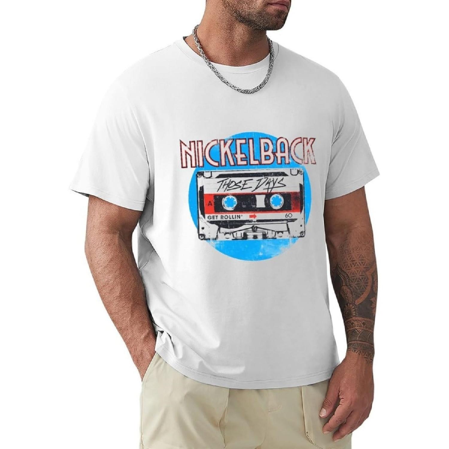 Мужская футболка HoKiis Nickelback с коротким рукавом Хлопковая новая футболка Нижние футболки XXXXXL белый