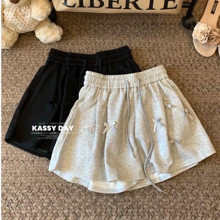 

Women s Plus Size High-Waist Black Bow Drawstring Shorts - 2025 Summer Casual Sportswear L (recommended 80-110 lbs)