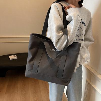 Bolsa feminina de lona de alta capacidade outono nova simplicidade cor sólida lazer versátil bolsa de ombro único