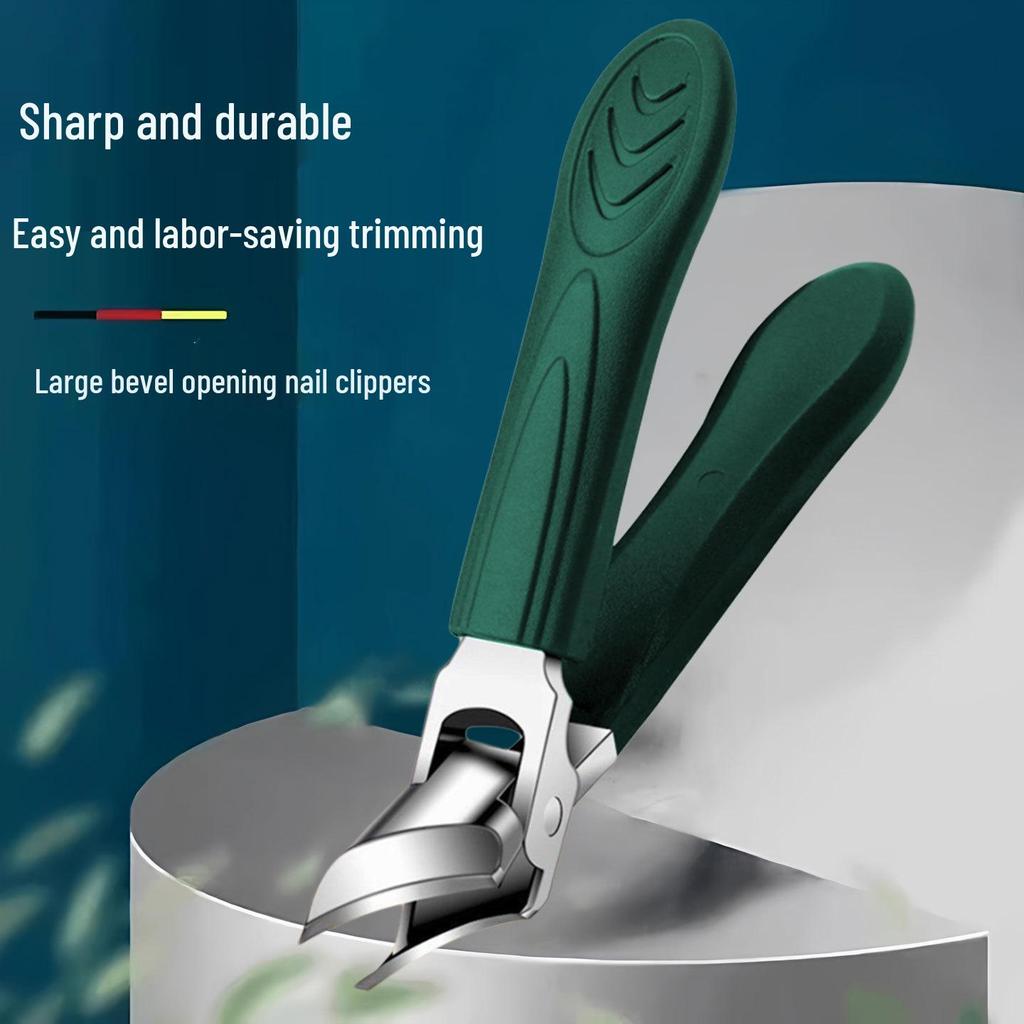 Specialized Cuticle Clippers with Angled Anti-Splash Tip for Tough Nails, Green Arrow Pattern Handle