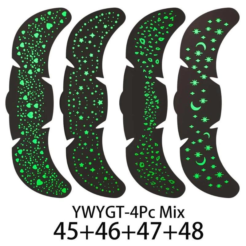 4 Sheets Luminous Freckle Tattoo Stickers Long Lasting Luminous Sparkle Star Heart Pattern Face Art Waterproof Tattoo Stickers