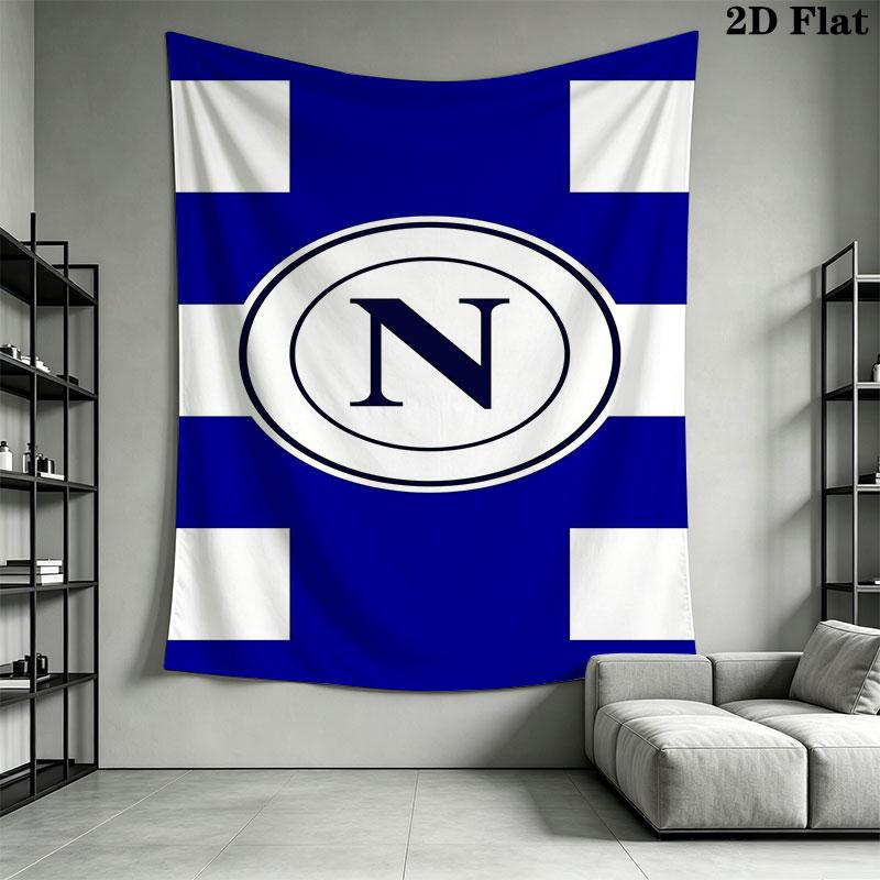 SSC Napoli Logo Wall Hanging Printed Fabric Blanket Decorative Tapestries for Bedroom Living Room Home Decor
