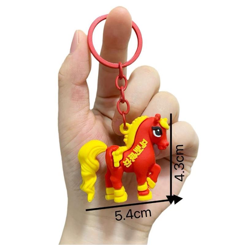 Cute 2026 Year Of The Horse Keychain Zodiac Pony Pendant Couple Backpack Fashionable Accessory Jewelry New Year Mascot Gifts
