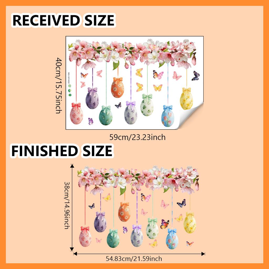 Cartoon Easter Egg Butterfly Flower Hanging Ornament Kids Bedroom Living Room Home Decoration Wall Sticker Self-Adhesive