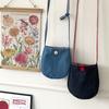 Cute egg bag simple mobile phone bag female versatile denim messenger bag plaid double-sided back messenger bag