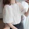 Fashion Summer Short Sleeve White Lace Blouse Shirt Women Tops