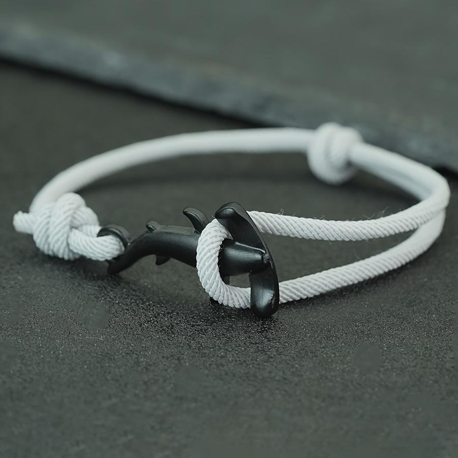 Ocean Breeze Single-Layer Adjustable Flat-Head Shark Bracelet for Women and Men, Vacation Style
