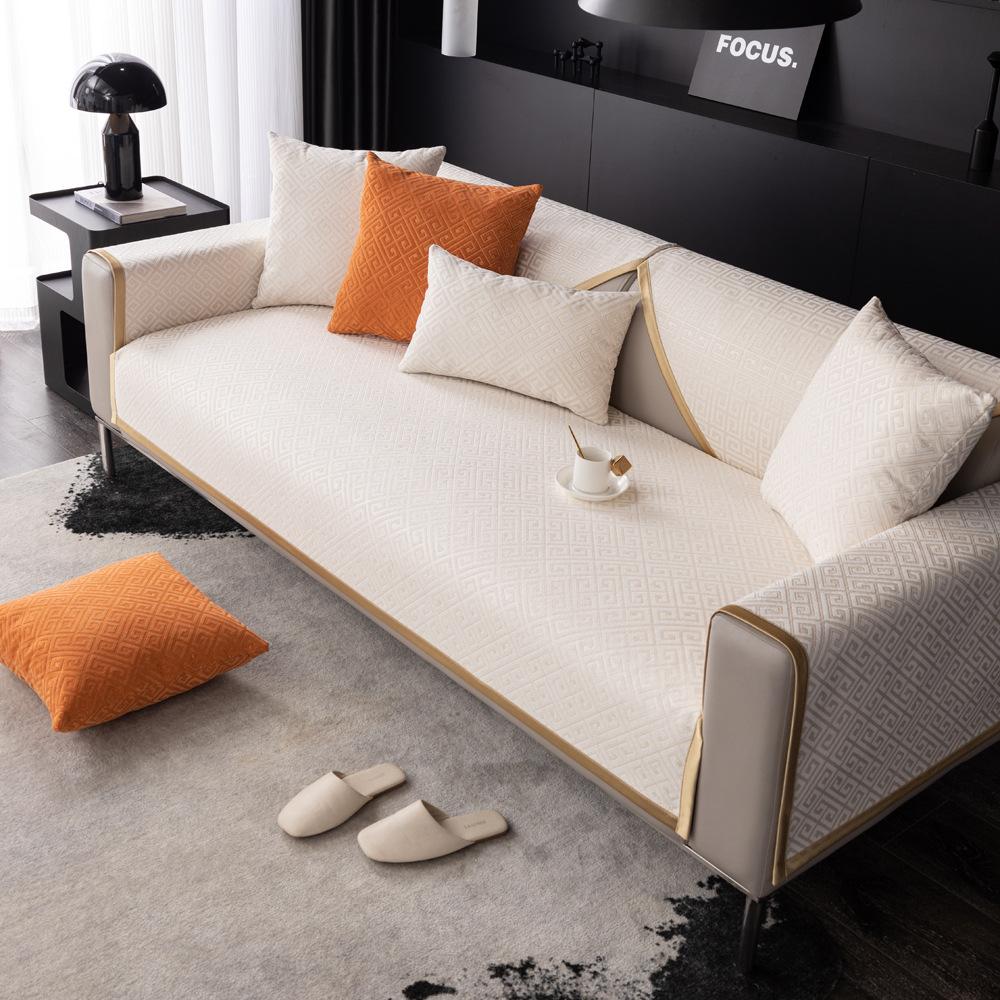 Cuscino per Divano Quattro Stagioni Universale Antiscivolo Copertura Copertura Completa Universale Cuscino Coperta Asciugamano Schienale Copertura Tessuto Lusso Leggero