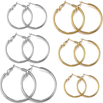 3pairs 1pair Stainless Steel Round Big Circle Hoop Earring Bases Hoops Dia. 3cm To 7cm Earring Women Jewelry Making DIY Material