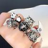 Tiger Panda Swan Open Ring Niche Design Cold Wind Jewelry Enamel Dripping Oil Index Finger Ring