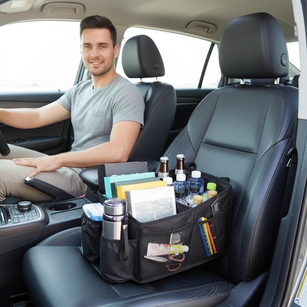 Car Seat Organizer Multi-Compartment Foldable Organization Caddy Interior Organizer Accessories For Toys Tissues Snacks Drinks