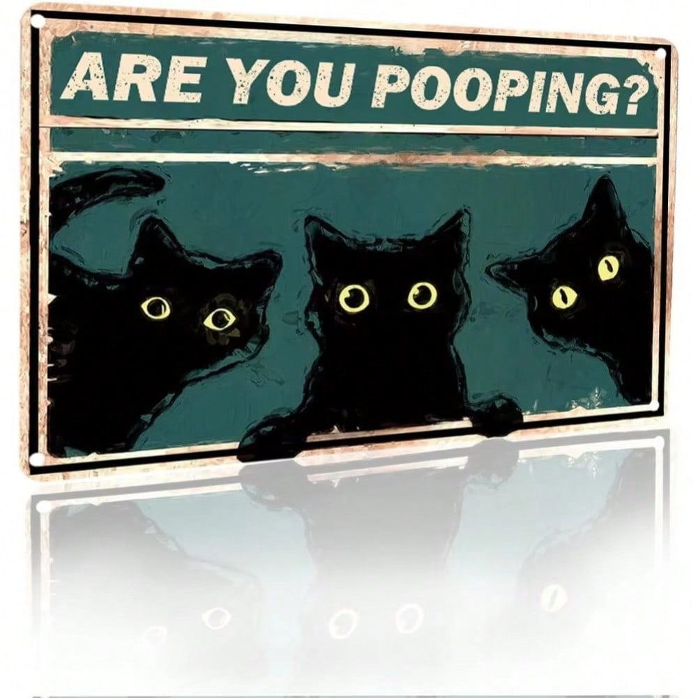 

Pooping Cat Metal Sign Vintage Bathroom Wall Decor Funny Home Gift світло-рожевий колір