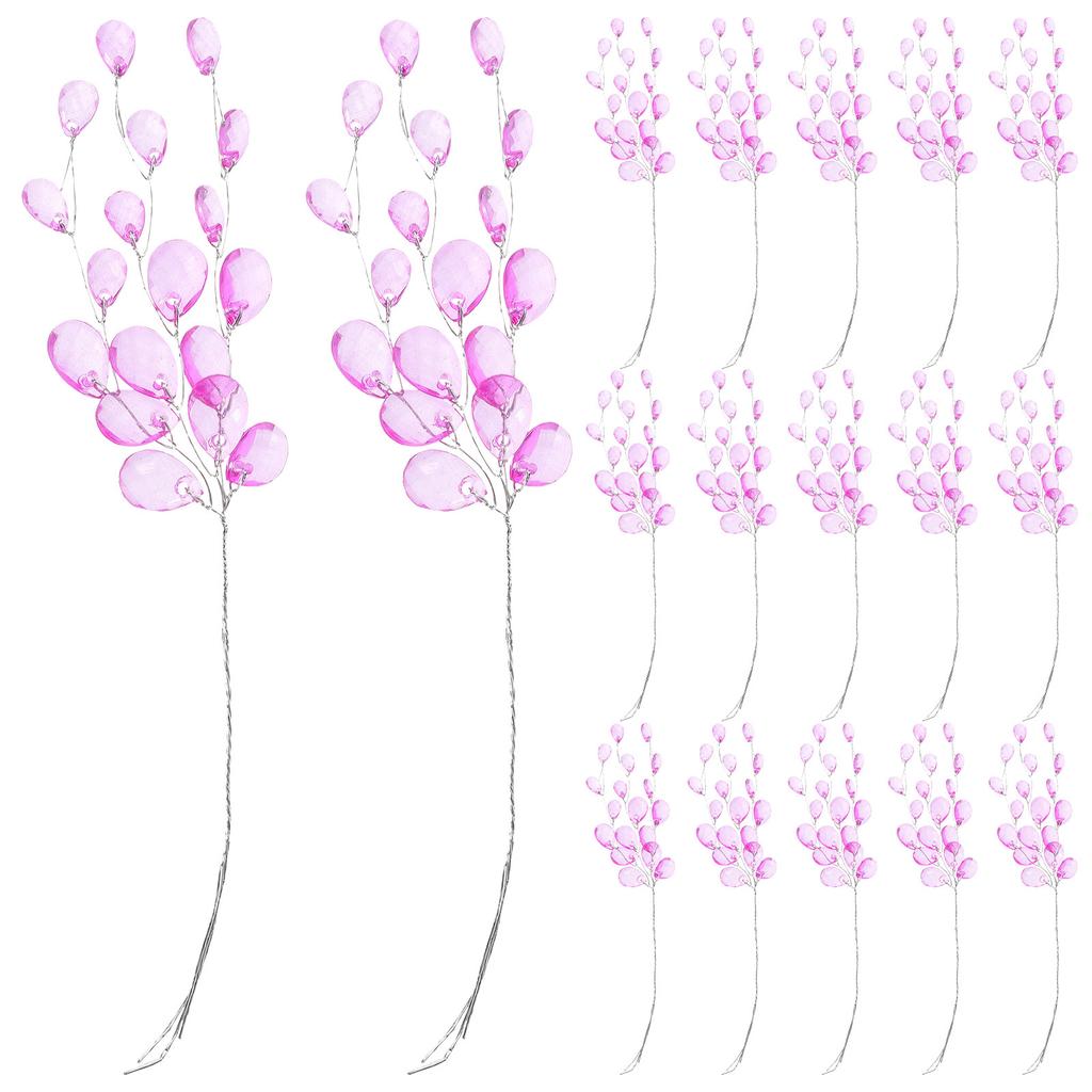 50Pcs Aluminum Acrylic Flower Beads Set for DIY Flower Wreaths Realistic Water Drop Design White Translucent Simulation Flowers