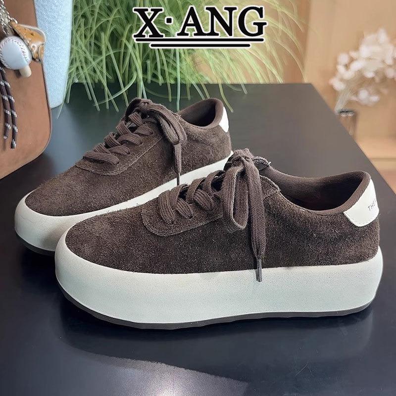 

Cowhide version board shoes women s retro versatile platform autumn and winter new casual sports shoes children 40