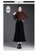 Black Velvet Sequin Fishtail Skirt - 2026 Spring High-Waisted Bodycon Skirt for Commuting