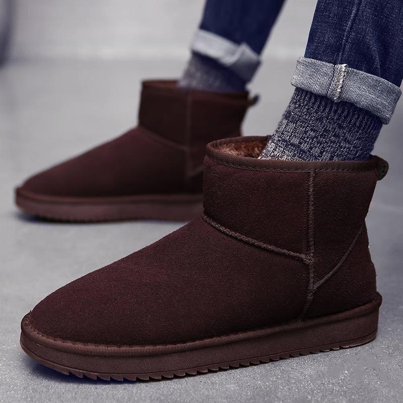 Snow boots women's 2025 new winter piled thickened short boots matte non-slip medium tube warm thick-soled cotton shoes