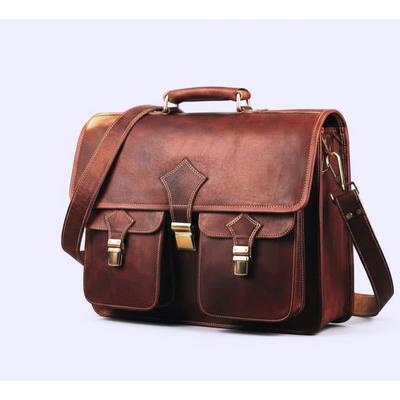 Leather Briefcase for Men 18 Inch | Full Grain Large Leather Messenger Bag for Men | Handmade Vintage Genuine Leather Laptop Bag