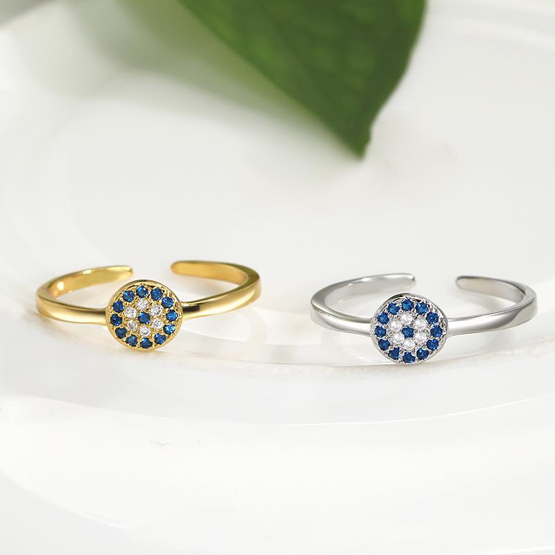 European and American Style Blue Demon Eye Zircon Ring