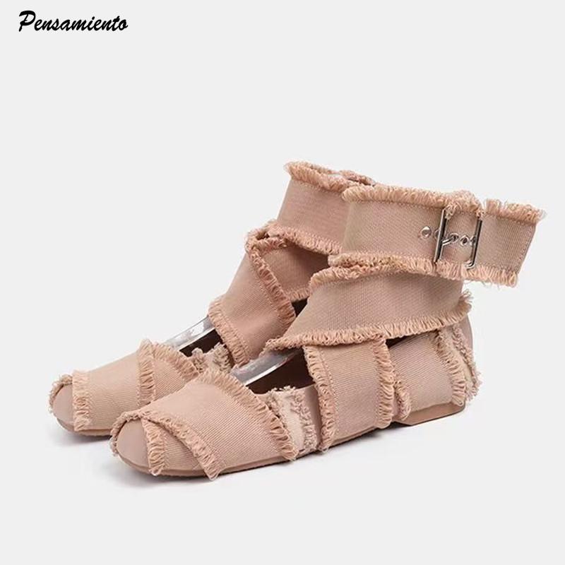 Fashion Vintage Tassel Canvas Women Ballet Flats Spring Autumn Soft Soles Dance Walking Shoes Fashion Ankle Strap Mary Janes Girls Shoes