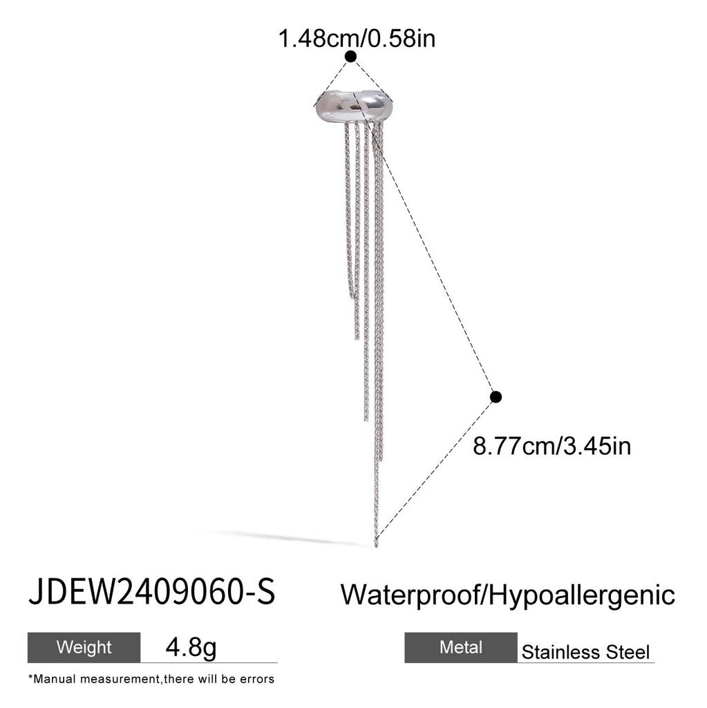 Youthway Trendy Luxury  Gold Stainless Steel Tassel Ear Clip For Women Waterproof Anti Allergic Jewelry New Arrival