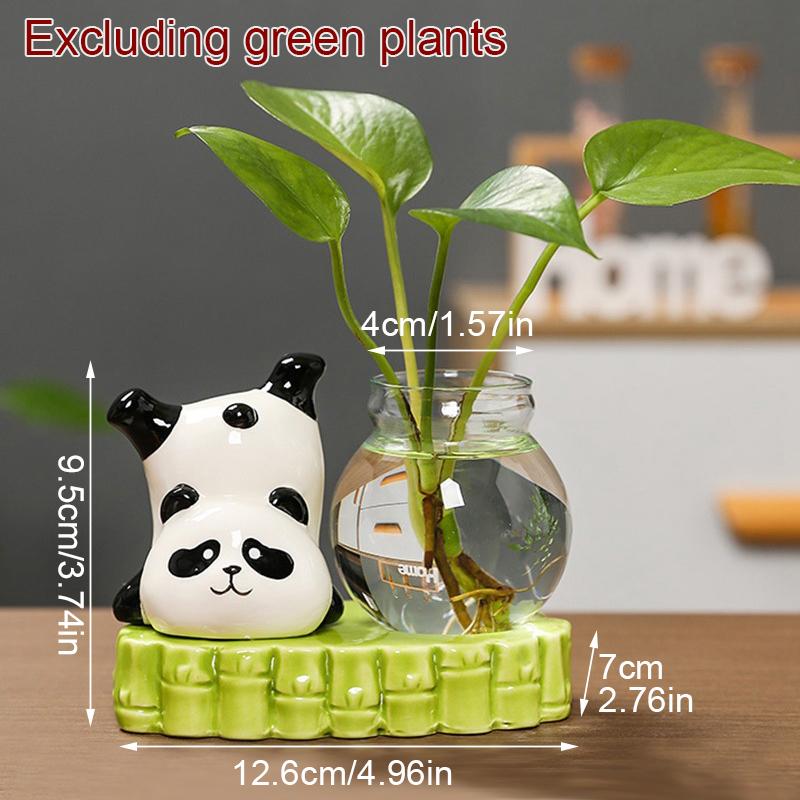 1PC Ornament Vibrant Tea Table Ornament Adorn Panda Gift Hydroponic Desktop Vase Home Living Room