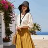 Ribbon Women Striped Fisherman Hat Wide Brim Bucket Hat Casual Sunscreen Visor Cap  Outdoor