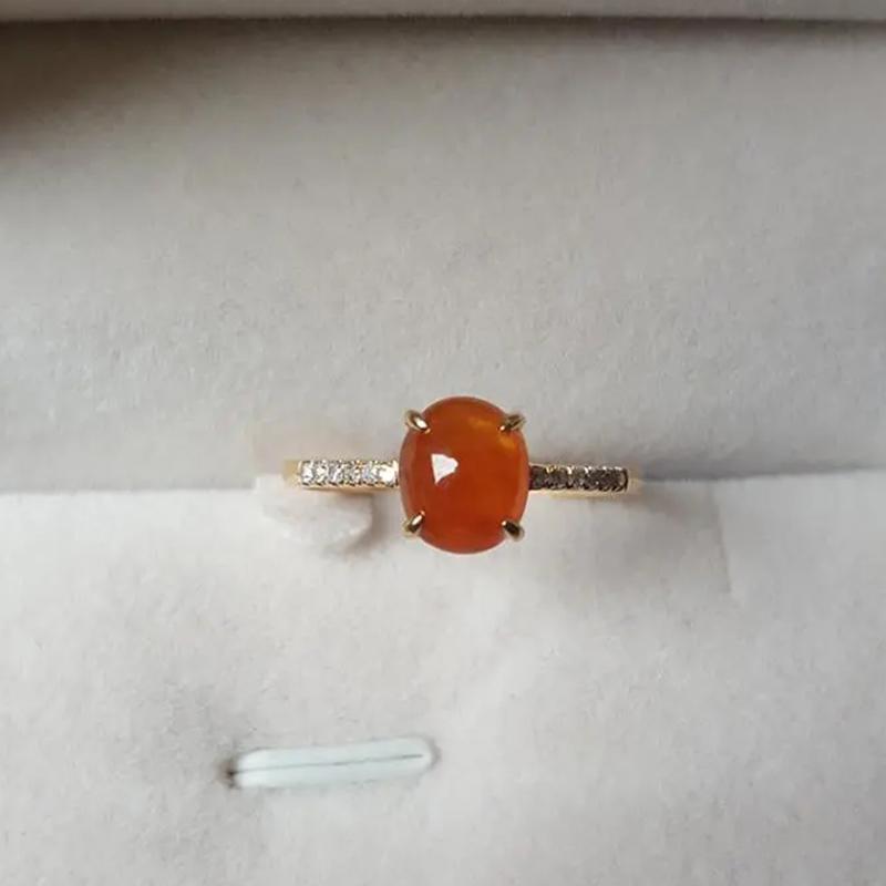 Inspired By The New Natural Ice Seed Chalcedony Egg Round Opening Adjustable Ring Elegant Charm Retro Female  Jewelry