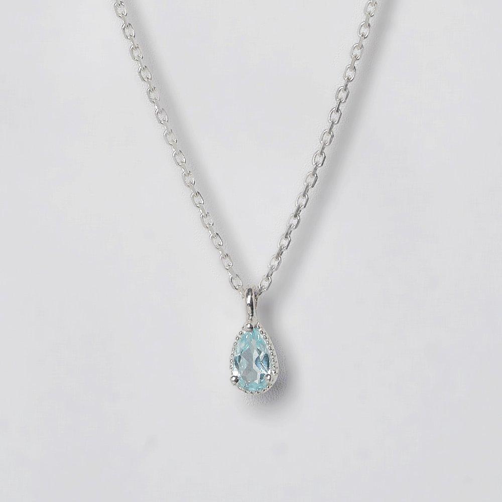 Silver925 Simple Dew Blue Necklace
